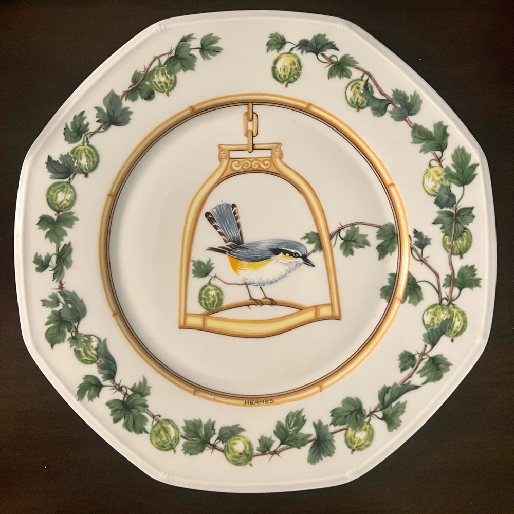 Hermès Paris L'étrier perchoir - Porcelain Bird Plate